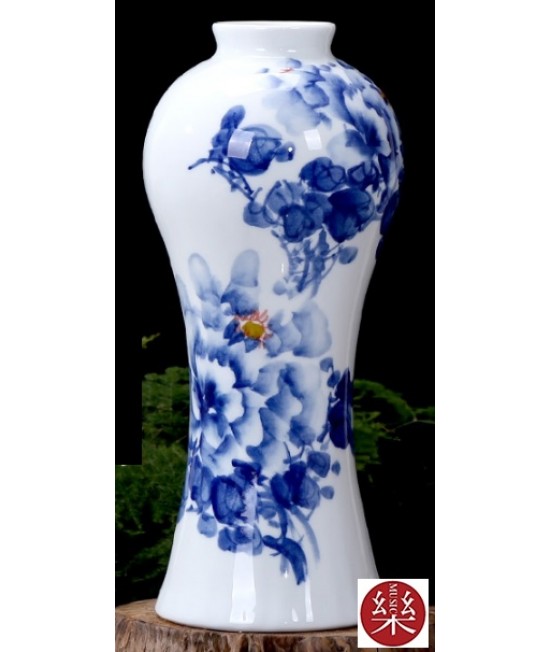青花手繪牡丹 小花瓶